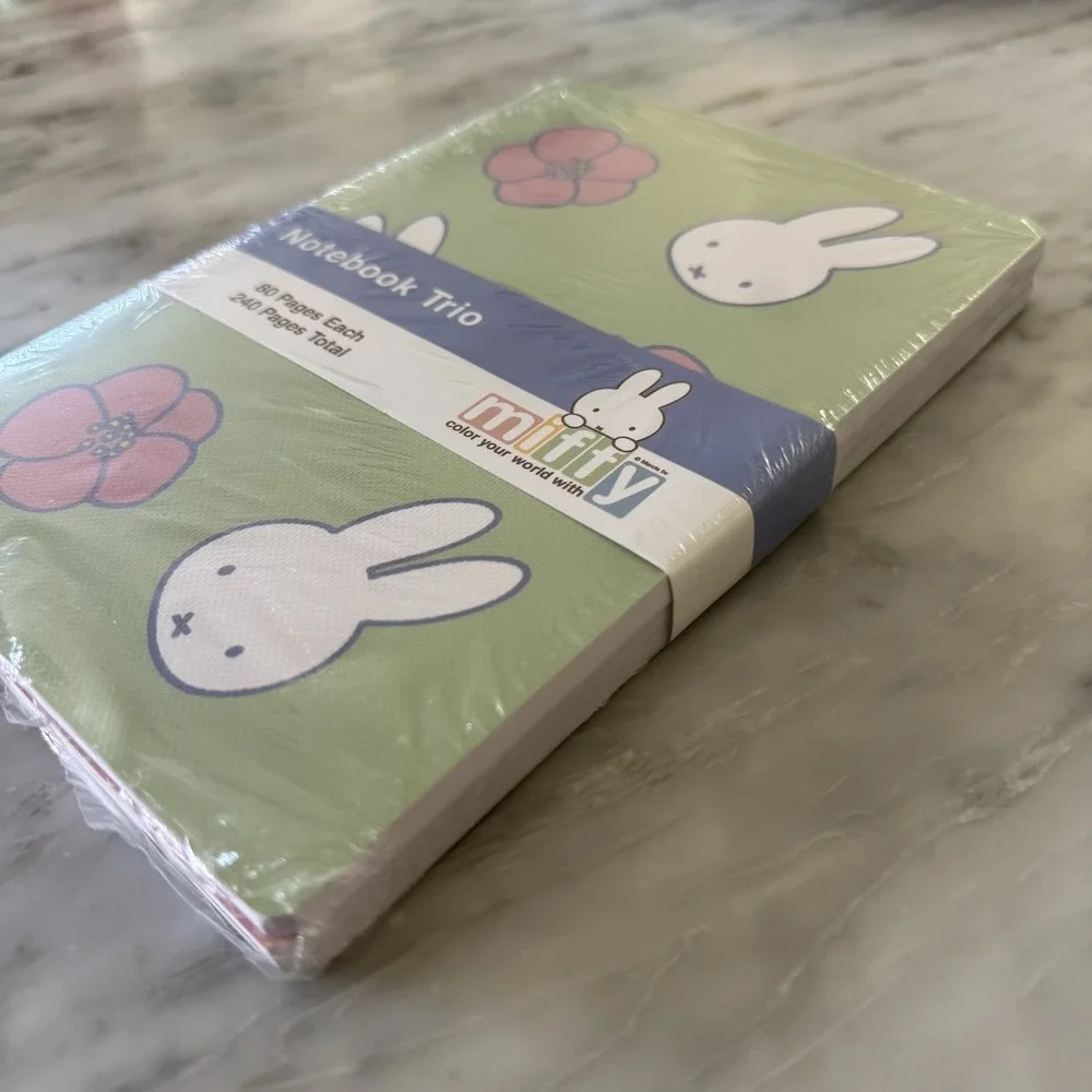 NEW Miffy Green Pink Floral Notebook Trio 3 Pack Journals 80 Lined Pages Each